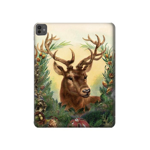 S2841 Renne de Noël millésimé Etui Coque Housse pour iPad Pro 13 (2024,2025), Air 13 2026