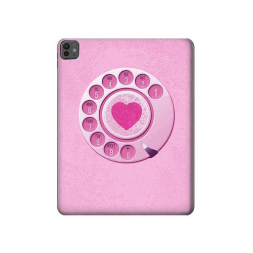 S2847 Rose Rétro téléphone Rotatif Etui Coque Housse pour iPad Pro 13 (2024,2025), Air 13 2026