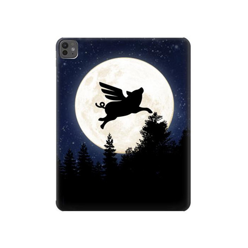 S3289 Cochon Volant Pleine Lune Nuit Etui Coque Housse pour iPad Pro 13 (2024,2025)