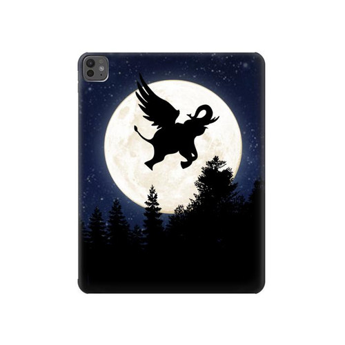 S3323 Voler l'Eléphant Nuit de pleine lune Etui Coque Housse pour iPad Pro 13 (2024,2025)