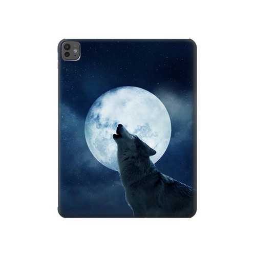 S3693 Pleine lune du loup blanc sinistre Etui Coque Housse pour iPad Pro 13 (2024,2025), Air 13 2026