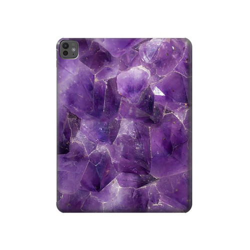 S3713 Graphique violet améthyste à quartz imprimé Etui Coque Housse pour iPad Pro 13 (2024,2025), Air 13 2026