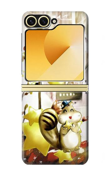 S0109 Écureuil mignon Dessin animé Etui Coque Housse pour Samsung Galaxy Z Flip 6, Flip 7 FE