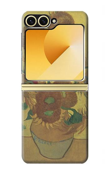 S0214 Van Gogh quinze tournesols Etui Coque Housse pour Samsung Galaxy Z Flip 6, Flip 7 FE