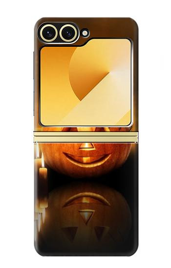 S1083 Citrouille araignée bougies Halloween Etui Coque Housse pour Samsung Galaxy Z Flip 6, Flip 7 FE