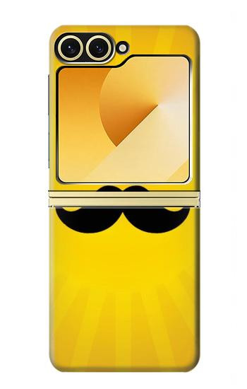 S1145 Soleil jaune Mustache Etui Coque Housse pour Samsung Galaxy Z Flip 6, Flip 7 FE