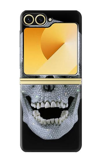 S1286 Crâne de diamant Etui Coque Housse pour Samsung Galaxy Z Flip 6, Flip 7 FE