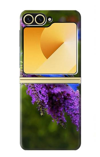 S1565 Oiseau bleu de bonheur Bleu Oiseau Etui Coque Housse pour Samsung Galaxy Z Flip 6, Flip 7 FE