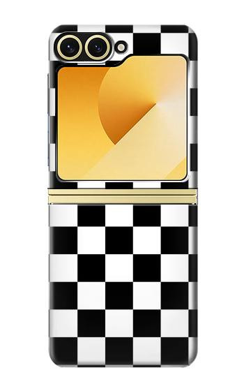 S1611 Échiquier Damier Noir Blanc Etui Coque Housse pour Samsung Galaxy Z Flip 6, Flip 7 FE