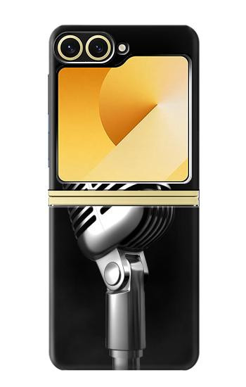 S1672 Rétro Musique Jazz Microphone Etui Coque Housse pour Samsung Galaxy Z Flip 6, Flip 7 FE