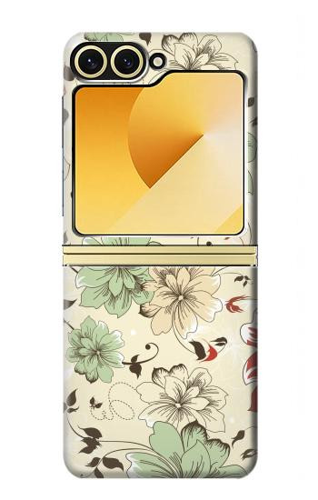 S2179 Motif Fleur Floral Art Millésime Etui Coque Housse pour Samsung Galaxy Z Flip 6, Flip 7 FE