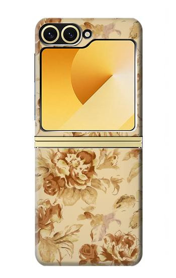 S2180 Motif Fleur Floral Millésime Etui Coque Housse pour Samsung Galaxy Z Flip 6, Flip 7 FE