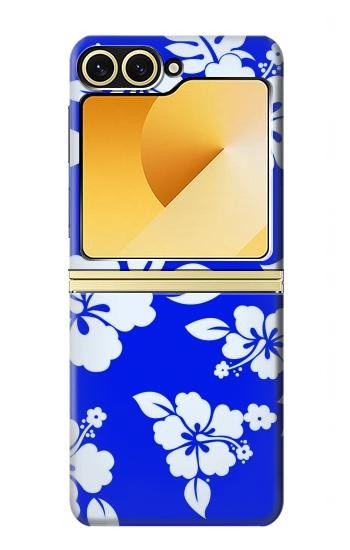 S2244 Motif Hawai Hibiscus Bleu Etui Coque Housse pour Samsung Galaxy Z Flip 6, Flip 7 FE
