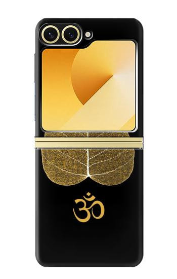 S2331 Feuille d'or bouddhiste Symbole de l'OM Etui Coque Housse pour Samsung Galaxy Z Flip 6, Flip 7 FE