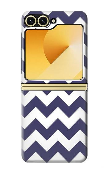 S2345 Marine Bleu Shavron Zig zag Etui Coque Housse pour Samsung Galaxy Z Flip 6, Flip 7 FE