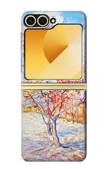 S2450 Van Gogh Fleur de Pêcher Etui Coque Housse pour Samsung Galaxy Z Flip 6, Flip 7 FE