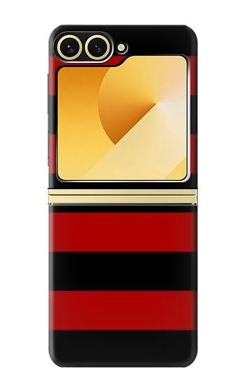 S2638 Noir et Rouge rayé Etui Coque Housse pour Samsung Galaxy Z Flip 6, Flip 7 FE