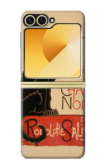 S2739 Chat Noir Noir Chat Millésime Etui Coque Housse pour Samsung Galaxy Z Flip 6, Flip 7 FE