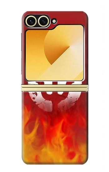 S2803 Feu Rouge Diable Lance Symbole Etui Coque Housse pour Samsung Galaxy Z Flip 6, Flip 7 FE