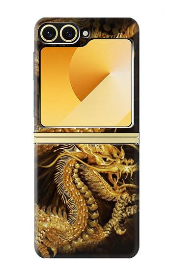 S2804 Dragon d'or imprimé chinois Etui Coque Housse pour Samsung Galaxy Z Flip 6, Flip 7 FE
