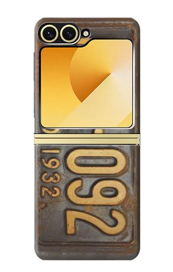 S3228 Millésimé plaque d'immatriculation de voiture Etui Coque Housse pour Samsung Galaxy Z Flip 6, Flip 7 FE