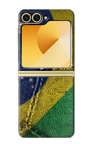 S3297 Brésil Drapeau graphique Football Millésime Etui Coque Housse pour Samsung Galaxy Z Flip 6, Flip 7 FE