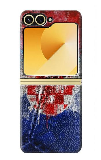 S3313 Croatie Drapeau graphique Football Millésime Etui Coque Housse pour Samsung Galaxy Z Flip 6, Flip 7 FE