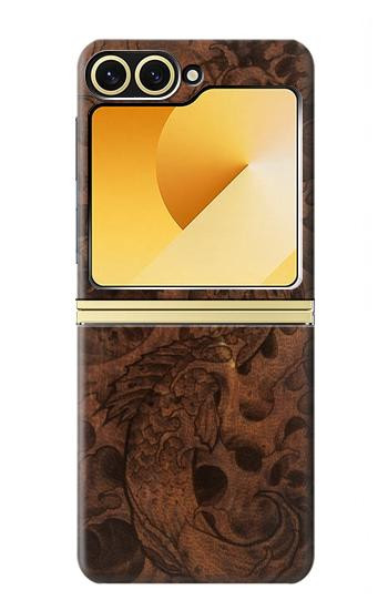 S3405 Graphique poisson Tatouage cuir Imprimer Etui Coque Housse pour Samsung Galaxy Z Flip 6, Flip 7 FE