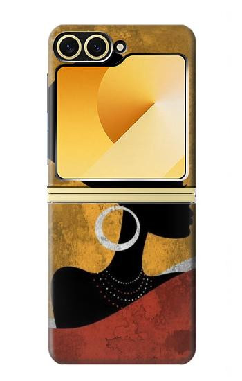 S3453 Africaine Reine Néfertiti Silhouette Etui Coque Housse pour Samsung Galaxy Z Flip 6, Flip 7 FE