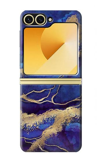 S3906 Marbre violet bleu marine Etui Coque Housse pour Samsung Galaxy Z Flip 6, Flip 7 FE