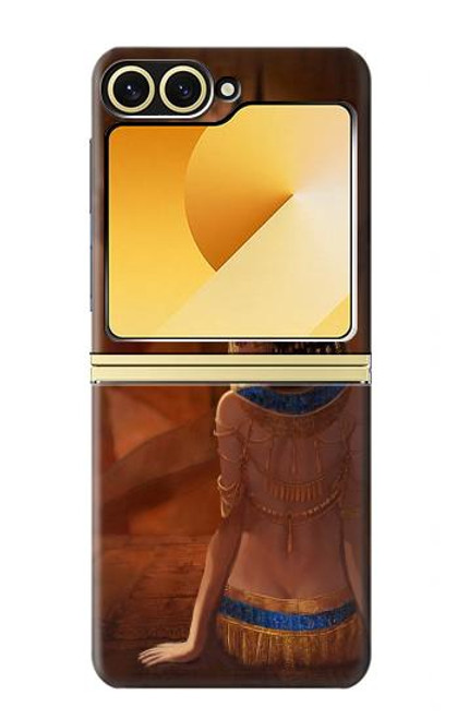 S3919 La reine égyptienne Cléopâtre Anubis Etui Coque Housse pour Samsung Galaxy Z Flip 6, Flip 7 FE