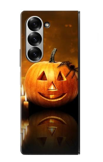 S1083 Citrouille araignée bougies Halloween Etui Coque Housse pour Samsung Galaxy Z Fold 6