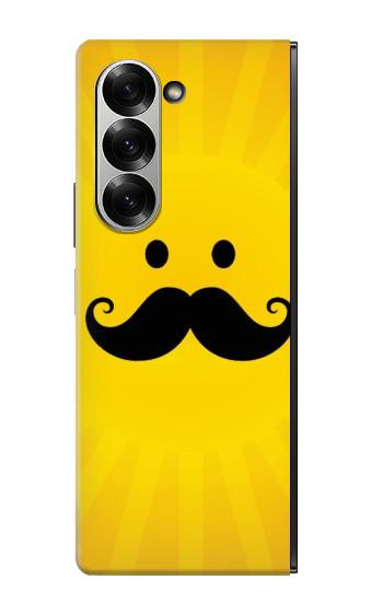 S1145 Soleil jaune Mustache Etui Coque Housse pour Samsung Galaxy Z Fold 6