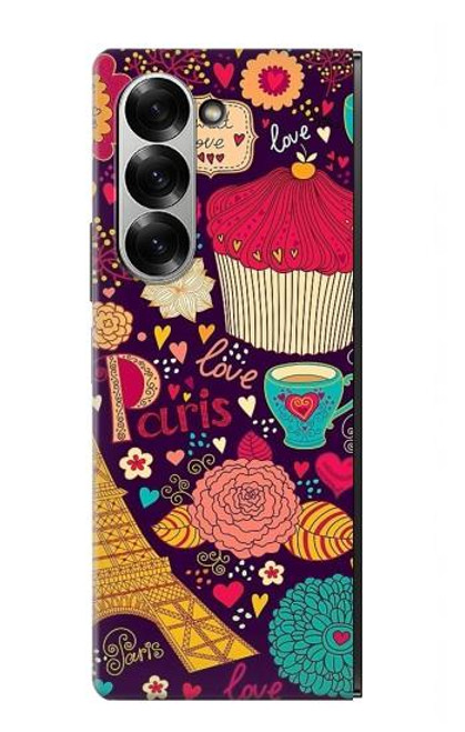 S2353 Paris Dessin Motif de Millésime Etui Coque Housse pour Samsung Galaxy Z Fold 6