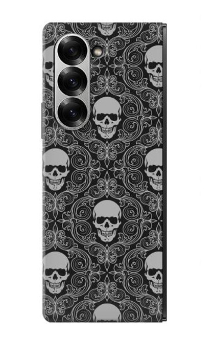 S2371 Crâne Motif monochrome Millésime Etui Coque Housse pour Samsung Galaxy Z Fold 6