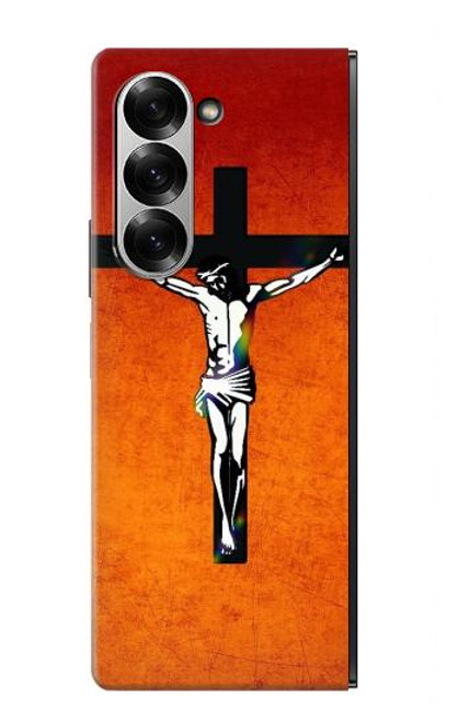 S2421 Jésus-Christ sur la croix Etui Coque Housse pour Samsung Galaxy Z Fold 6