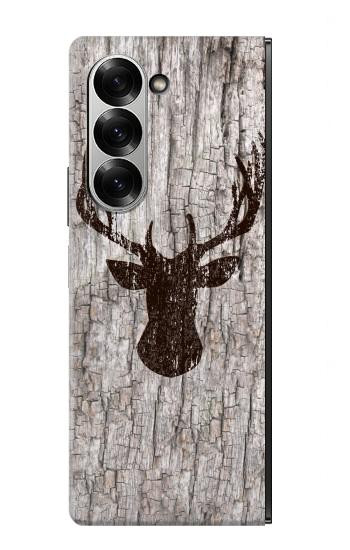 S2505 Tête de Renne Vieux bois Texture graphique Etui Coque Housse pour Samsung Galaxy Z Fold 6