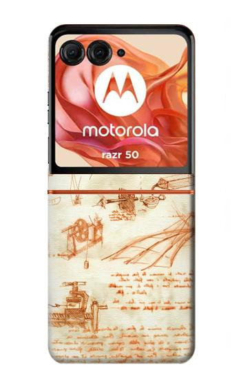 S0566 Dessin technique Da Vinci Etui Coque Housse pour Motorola Razr 70,60,50, Razr (2026, 2025, 2024)