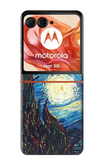 S0582 Van Gogh Starry Nights Etui Coque Housse pour Motorola Razr 70,60,50, Razr (2026, 2025, 2024)
