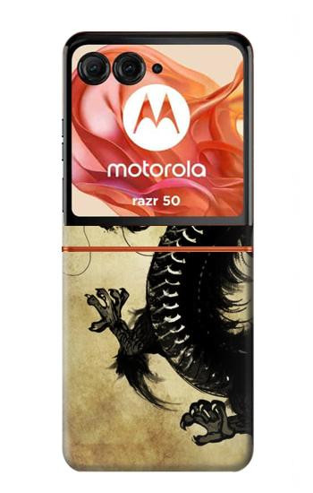 S1482 Peinture Noir dragon Etui Coque Housse pour Motorola Razr 70,60,50, Razr (2026, 2025, 2024)