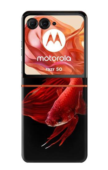 S2092 Rouge Poisson Combattant Etui Coque Housse pour Motorola Razr 70,60,50, Razr (2026, 2025, 2024)