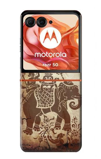 S2102 Art de la peinture thaïlandaise Bouddha sur Elephant Etui Coque Housse pour Motorola Razr 70,60,50, Razr (2026, 2025, 2024)