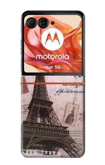 S2211 Carte postale de Paris Tour Eiffel Etui Coque Housse pour Motorola Razr 70,60,50, Razr (2026, 2025, 2024)