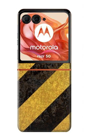 S2231 Noir et Jaune Ligne de risque rayé Etui Coque Housse pour Motorola Razr 70,60,50, Razr (2026, 2025, 2024)