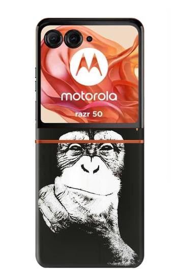 S2324 Singe drôle avec casque Pop Musique Etui Coque Housse pour Motorola Razr 70,60,50, Razr (2026, 2025, 2024)