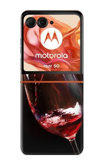 S2396 Rouge Bouteille de vin et le verre Etui Coque Housse pour Motorola Razr 70,60,50, Razr (2026, 2025, 2024)