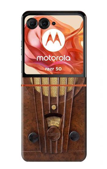 S2655 Deco Radio bakélite millésimé Etui Coque Housse pour Motorola Razr 70,60,50, Razr (2026, 2025, 2024)