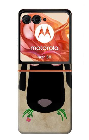 S2826 Mignon Noir Sheep Dormir Dessin Etui Coque Housse pour Motorola Razr 70,60,50, Razr (2026, 2025, 2024)