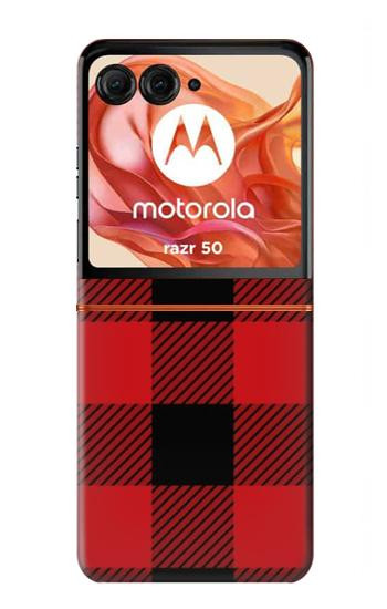 S2931 Rouge Buffle motif de vérification Etui Coque Housse pour Motorola Razr 70,60,50, Razr (2026, 2025, 2024)