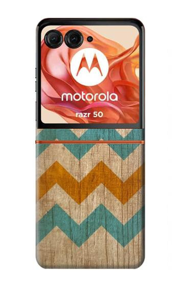 S3033 Bois Chevron Imprimé millésimé Graphic Etui Coque Housse pour Motorola Razr 70,60,50, Razr (2026, 2025, 2024)